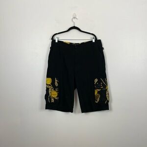 Enyce Denim Mens Shorts 36 Cargo Hip Hop Baggie Clock Chain Print 6 Pocket Pant